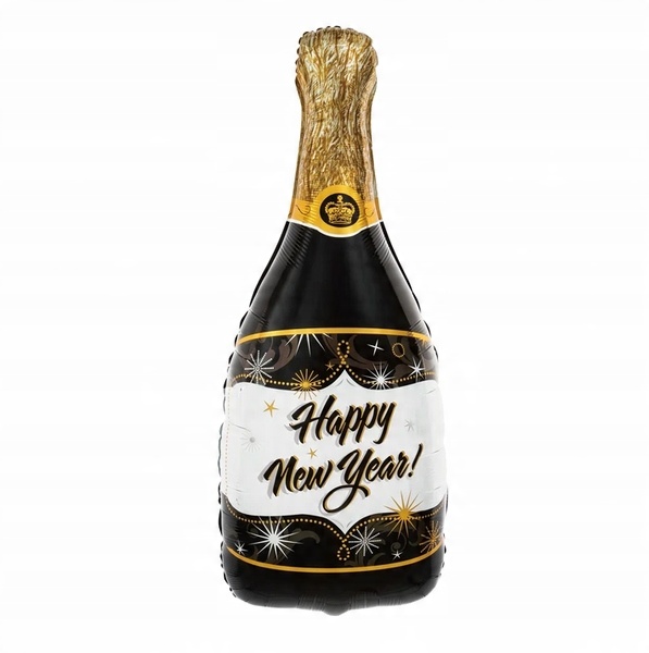

Balon Foliowy Szampan Happy New Year Czarno Złoty