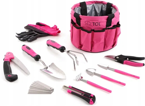 Zestaw 10 narzędzi ogrodowych SIXTOL GARDEN PINK
