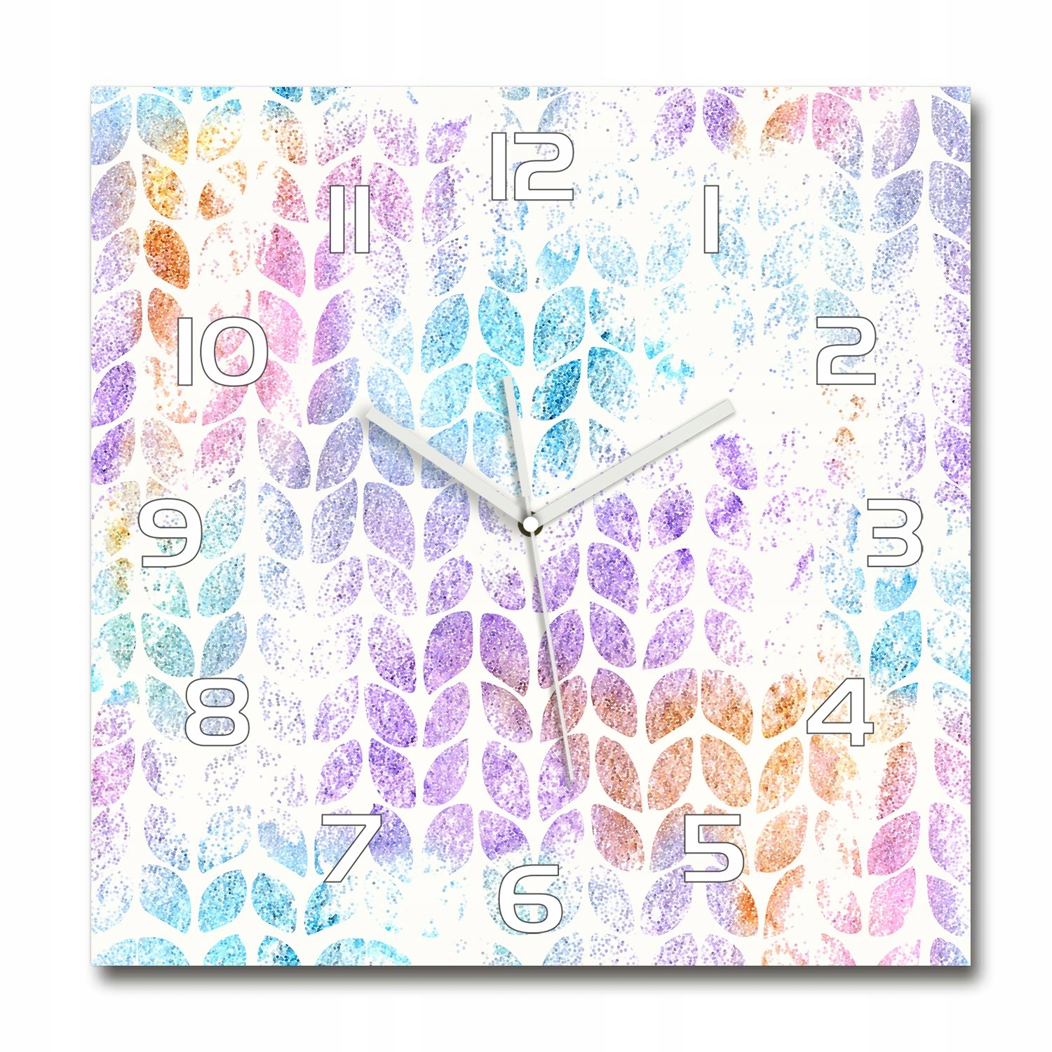 

Szklany duży zegar wiszący Kolorowe listki 60x60cm