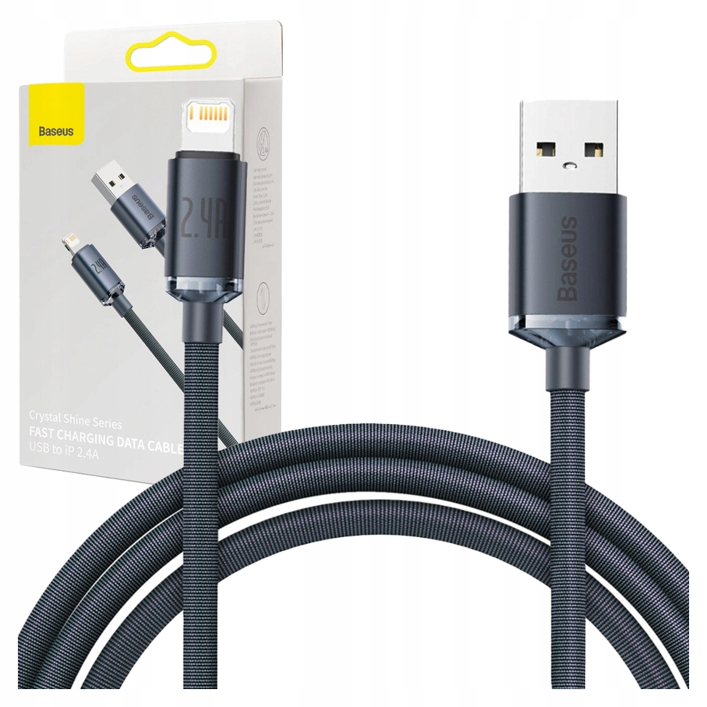 Kabel Usb do Lightning Baseus Crystal Shine, 2.4A, 2m (czarny)