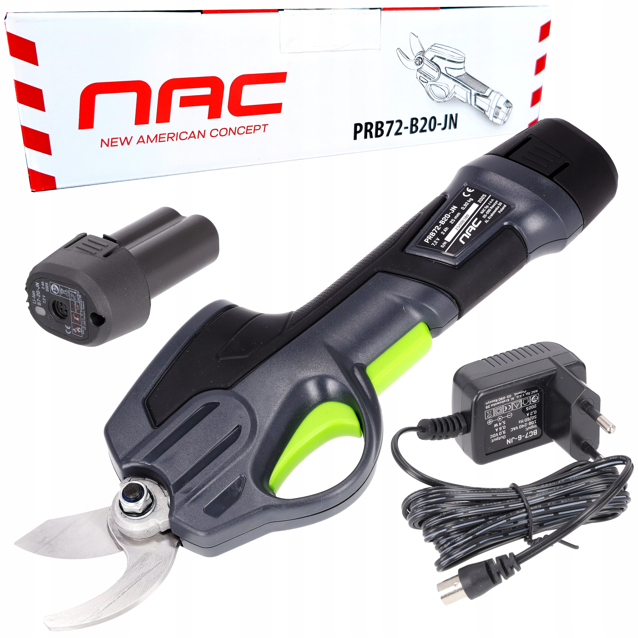 Sekator akumulatorowy do gałęzi Nac PRB72-B20-JN 7,2V 2Ah