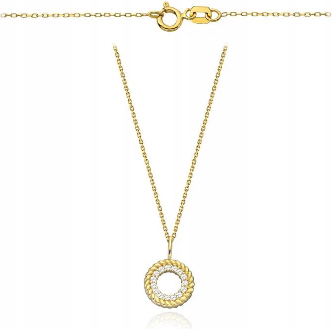 Dámský zlatý náhrdelník 585 ring s zirkony, elegantní jako dárek 14k, módní