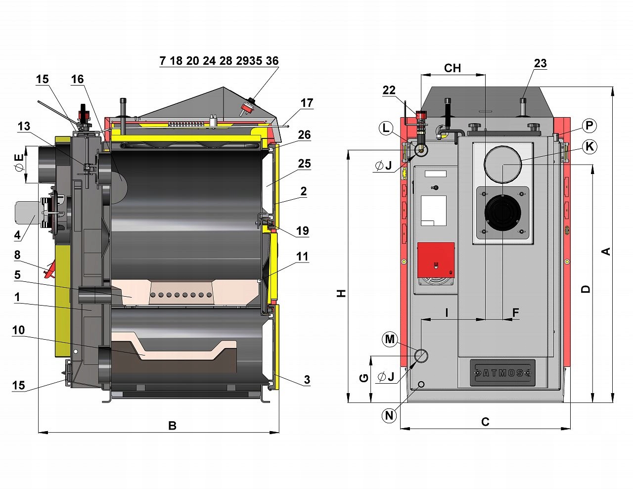 ATMOS Kocioł Gazujący DC 18S 20kW Marka Atmos