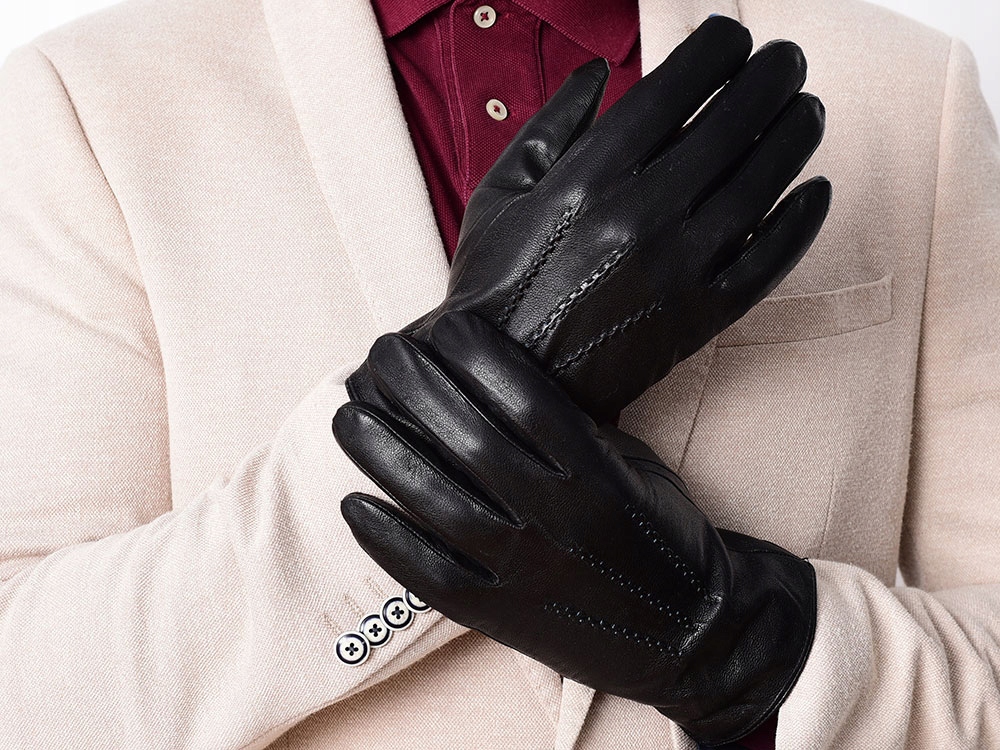 Prius Lux rękawiczki skórzane męskie ocieplane zimowe czarne 2051