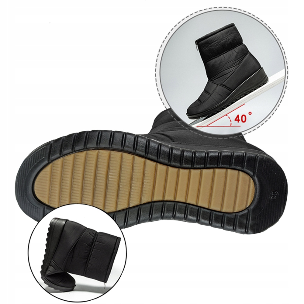 BUTY ZIMOWE OCIEPLANE ŚNIEGOWCE WODOODPORNE CZARNE TRAPERY BOTKI ZA KOSTKĘ Rozmiar 39