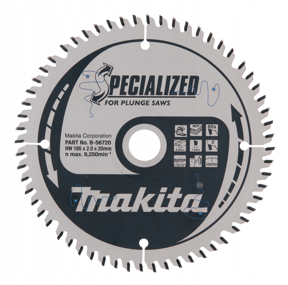 Makita B-56720 Tarcza Tnąca Efficut Do Płyt Mdf Laminatu 165x20mm 60Z x2mm
