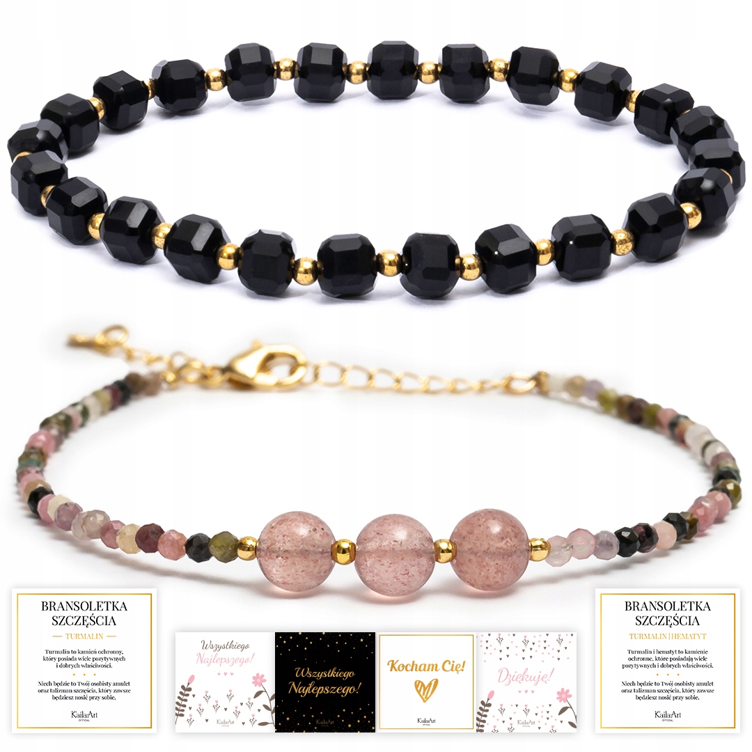 Sada Náramků Z Chirurgické Oceli Z Přírodních Turmalínových Kamenů