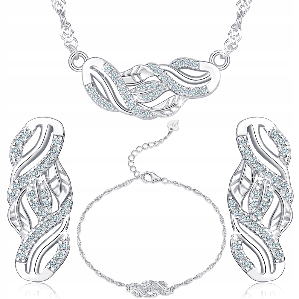 

Komplet Srebrnej 925 Rodowanej Biżuterii Damskiej