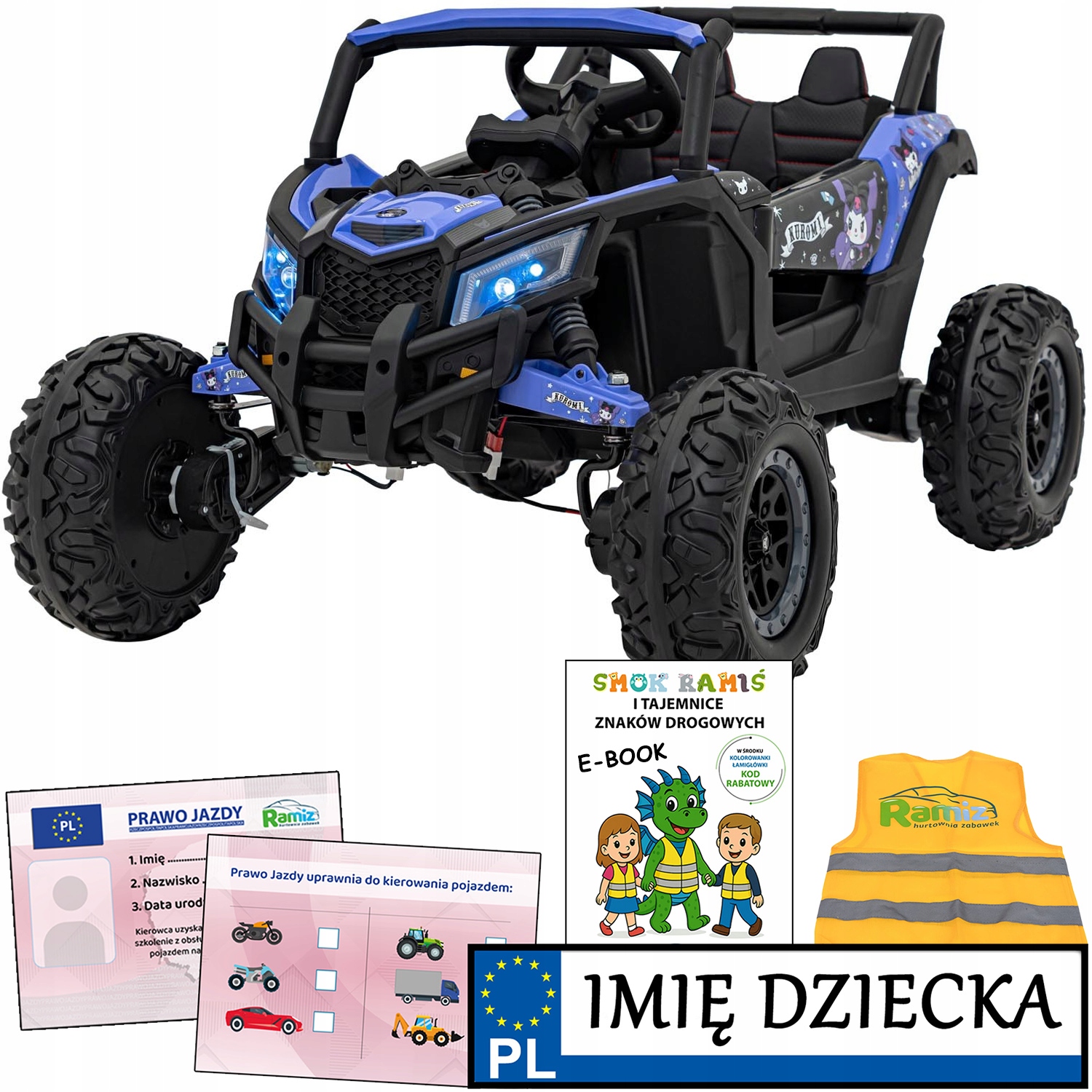 Kuromi auto na akumulator Buggy Atv Defend 4x4 elektryczny pojazd dziecięcy
