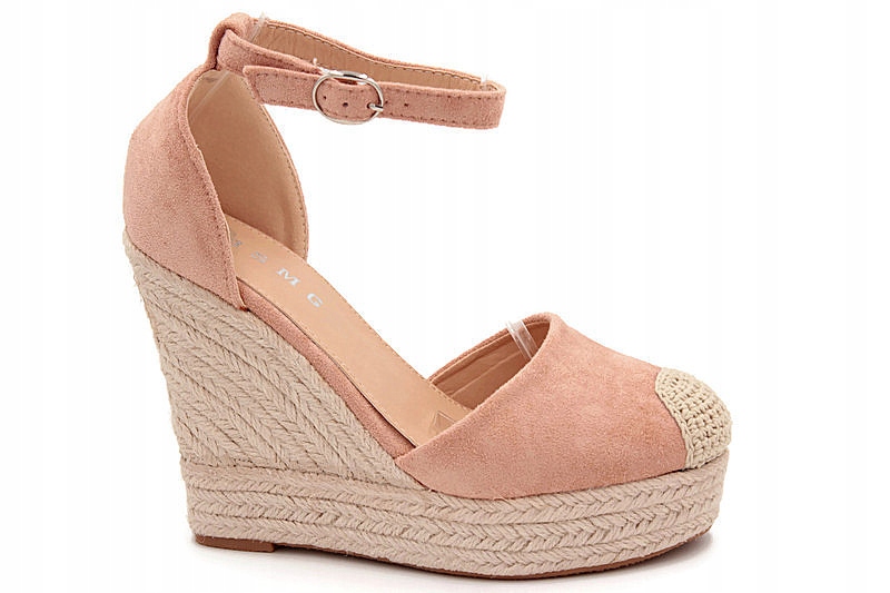 BL1919 RÓŻOWE SANDAŁY NA KOTURNIE ESPADRYLE R.40