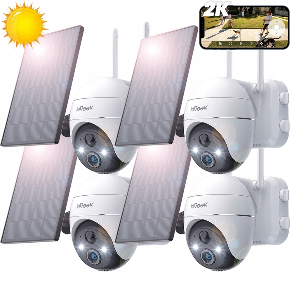 Venkovní Wifi Kamera Otočná 2K 3MPx 4ks Na Baterie Se Solárním Panelem