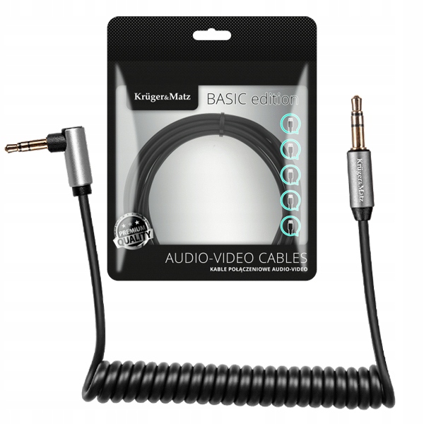 

Kabel Aux Jack 3,5 mm do samochodu kątowy spiralny