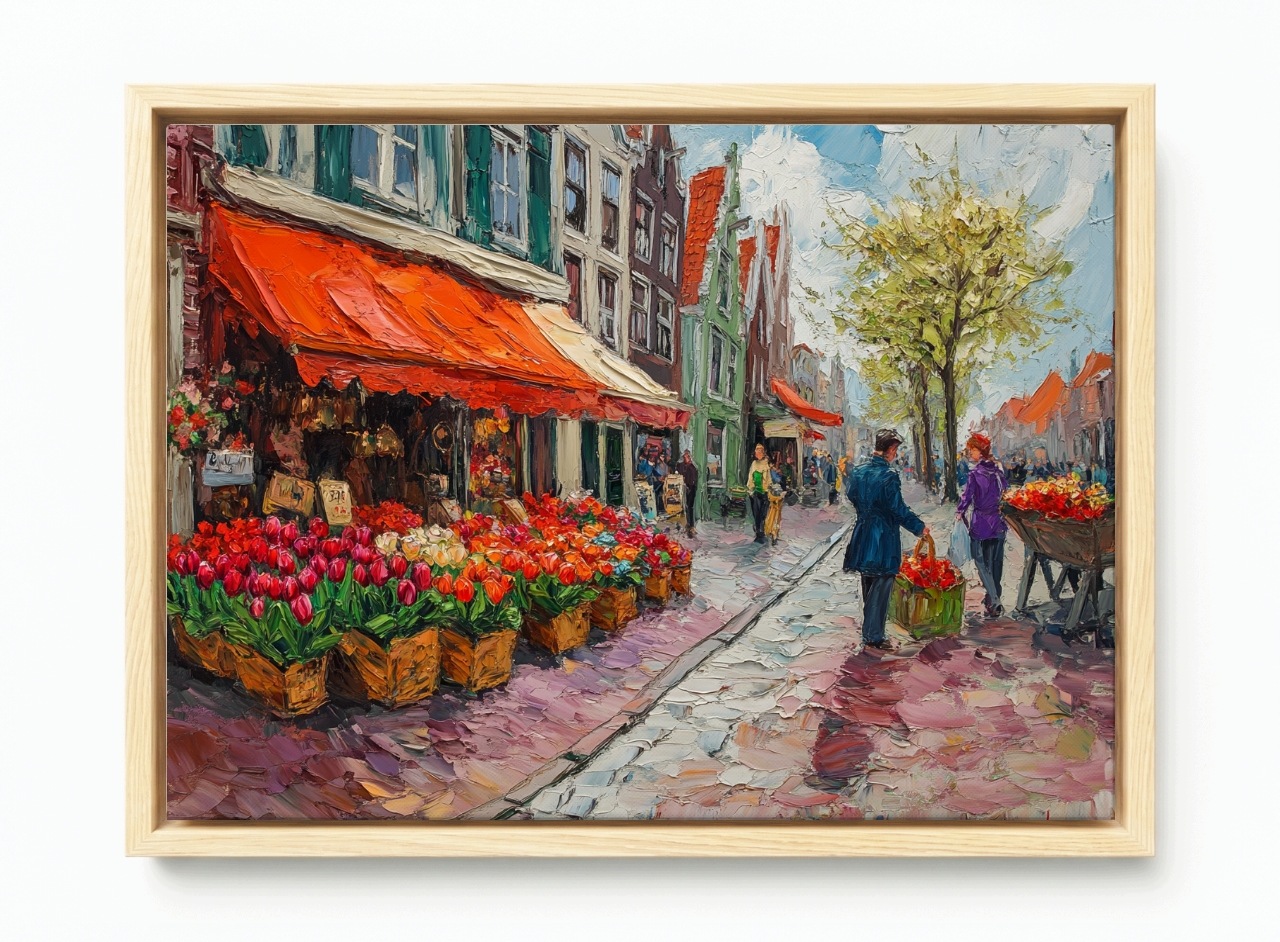 Obraz Rám American Box Amsterdam Nizozemsko Trh Květiny Tulipány 60x40