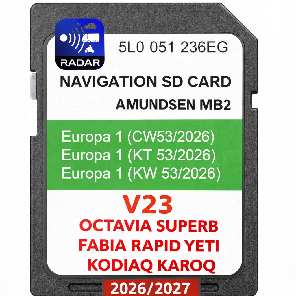 Mapa aktualizace pro navigaci Evropa Skoda V23 Superb Rapid Fabia Sd 2026