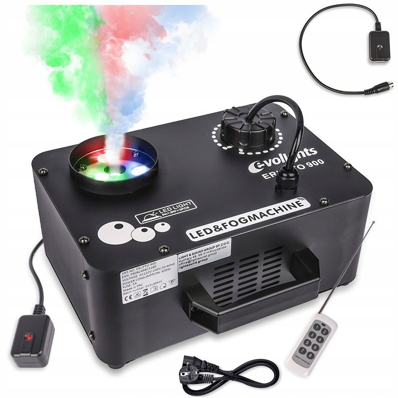 Wytwornica dymu pionowego mgły Evolights Erupto 900 Led Rgb pilot 600W