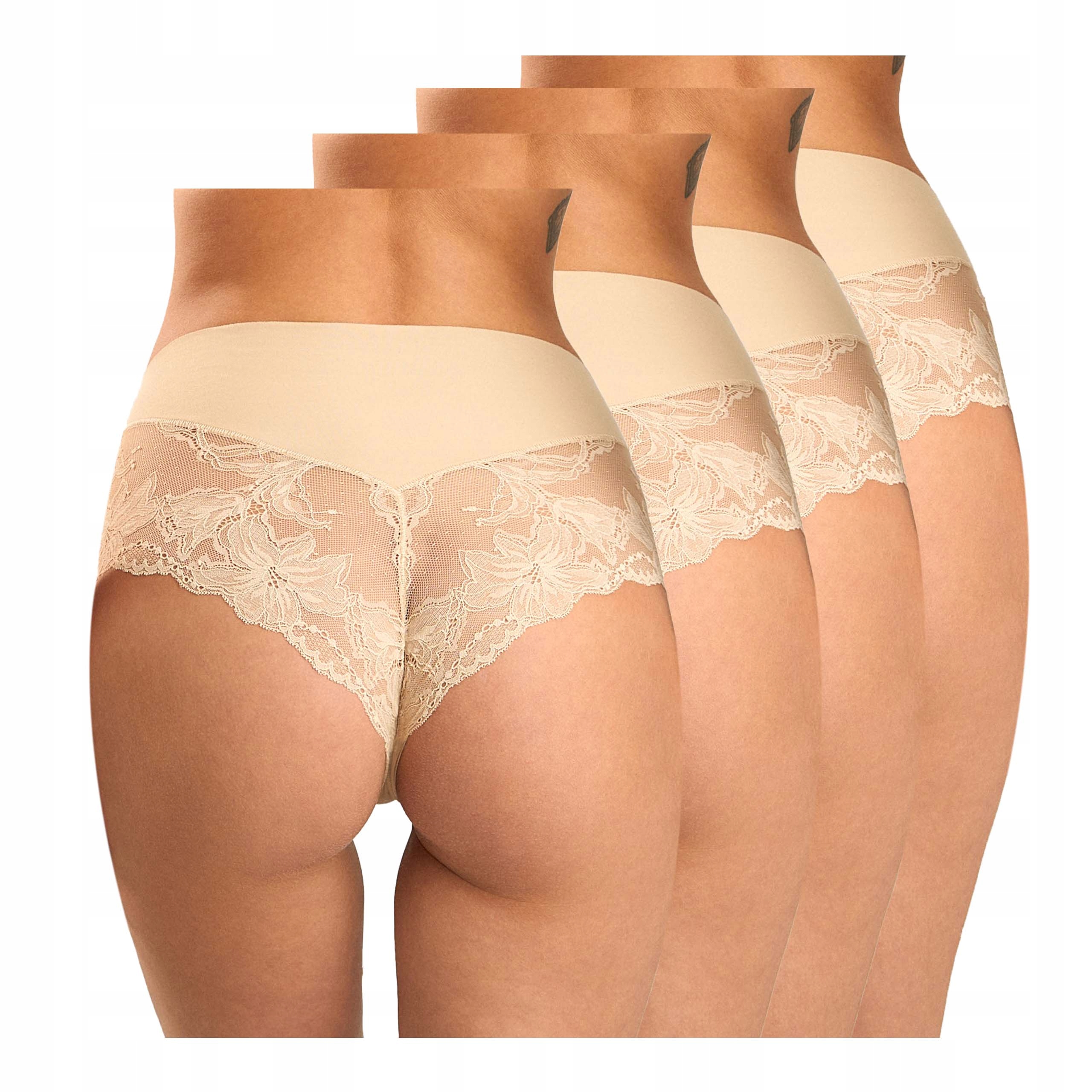Dámské kalhotky Kalhotky Bavlněné Bezešvé Krajka 4pack Vysoký pas Sielei XL