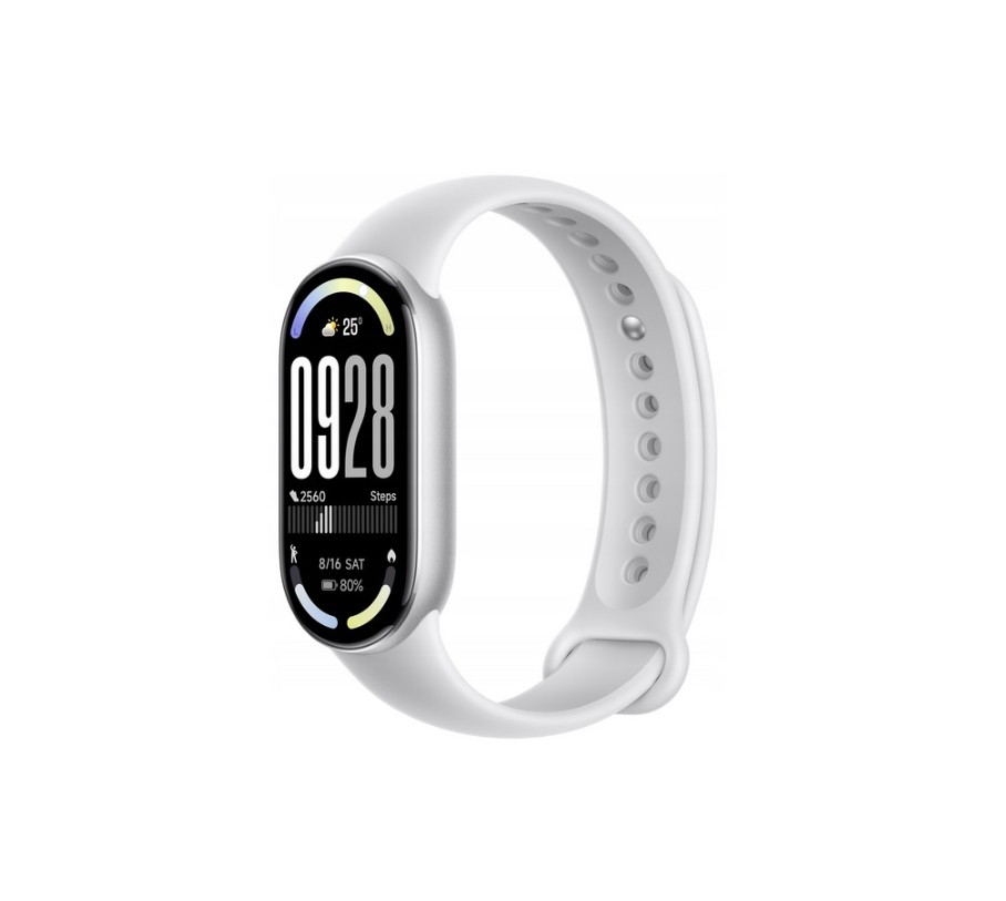 Chytrý náramek Xiaomi Mi Band 10 Glacier Silver Sportovní hodinky Stříbrné Šedé