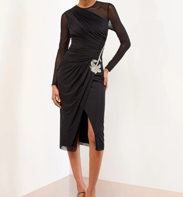 Šaty Lipsy midi s dlouhým rukávem R46