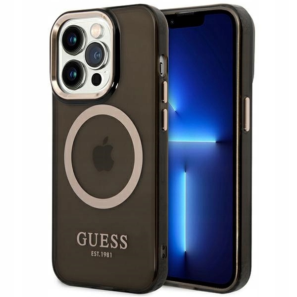 Pouzdro Guess GUHMP14LHTCMK pro Apple iPhone 14 Pro černé/black hard case Gold Ou