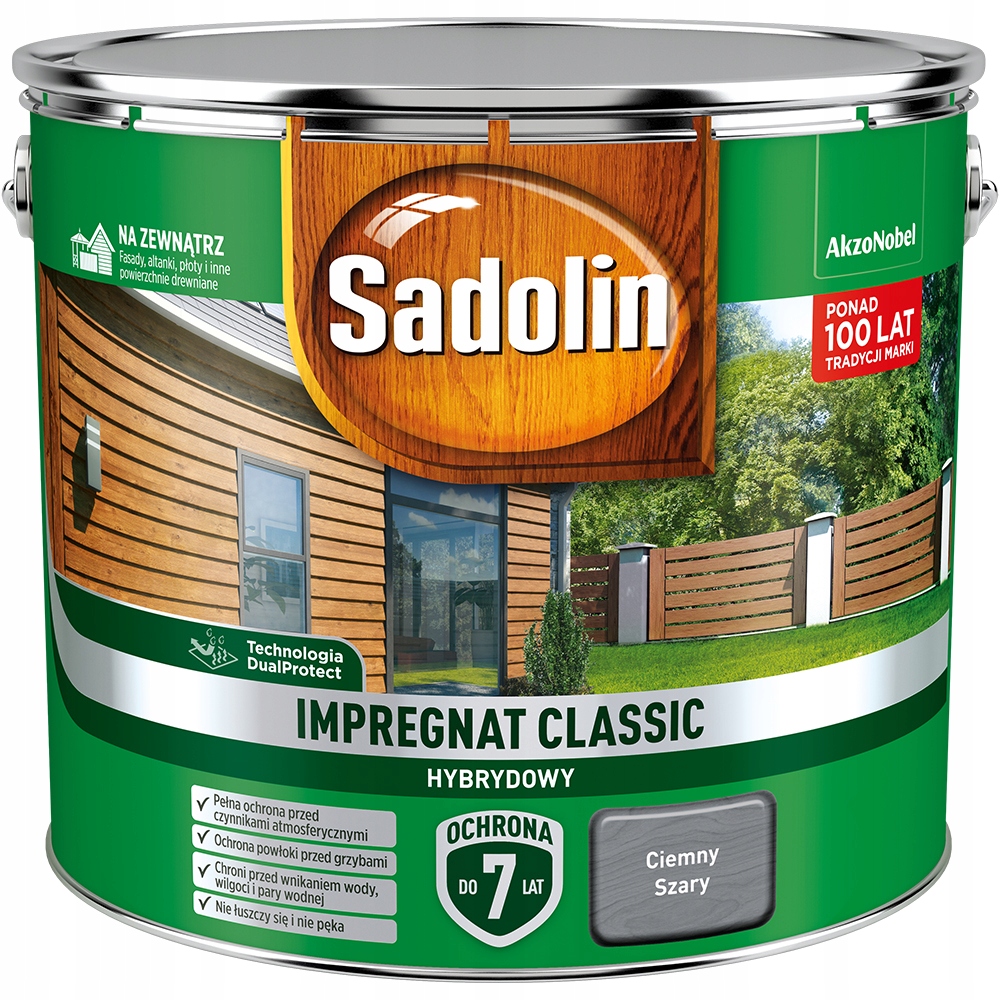 Sadolin Classic Impregnat 9L Ciemny Szary