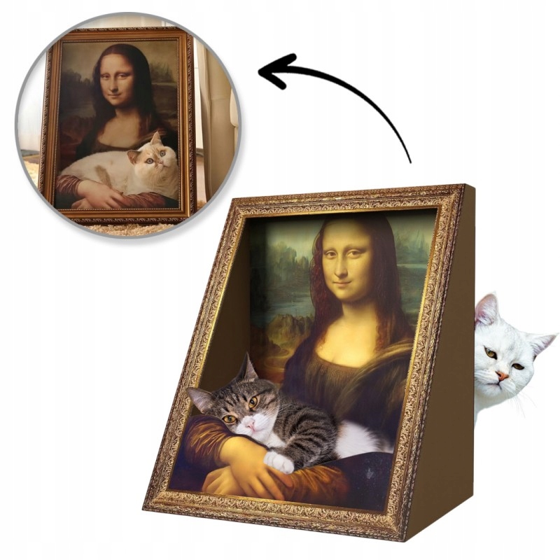 Levně Drapak Domeček Pro Kočky Obraz Rámeček Mona Lisa Pelíšek Pro Kočky Módní