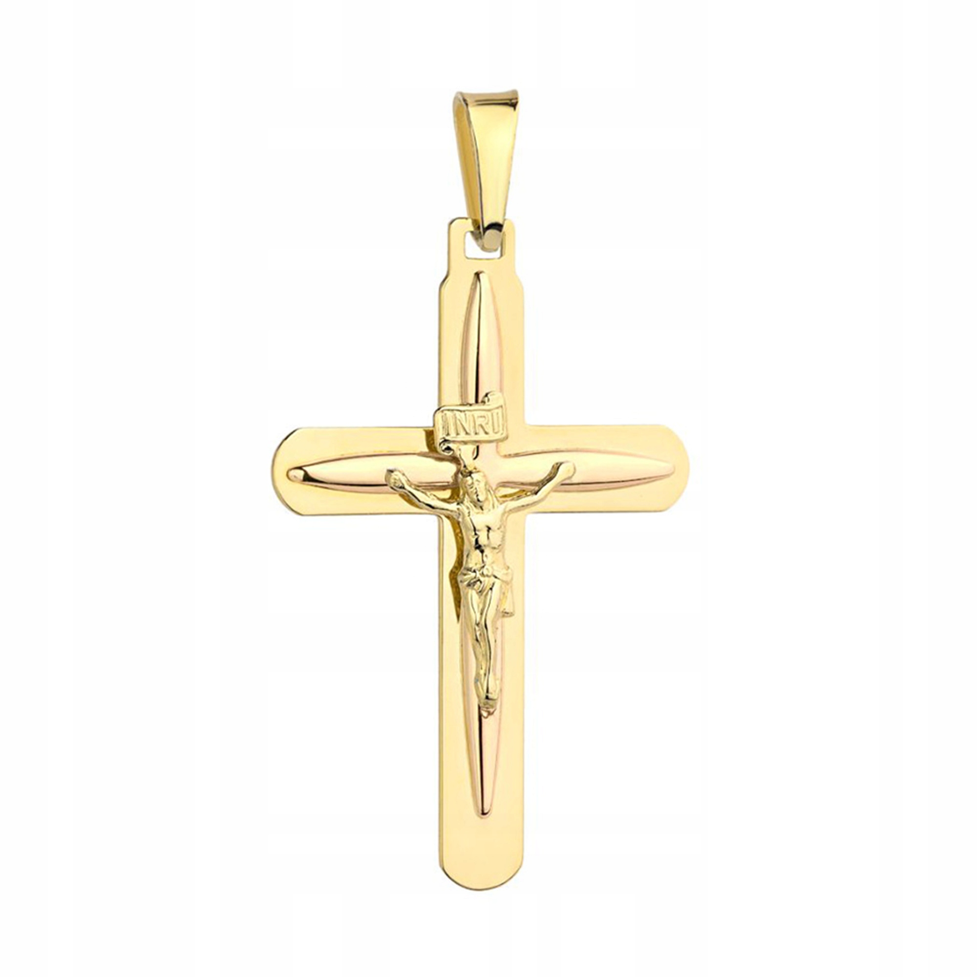 Zlatý Kříž s Ježíšem 585 Svaté Přijímání Křest 14k