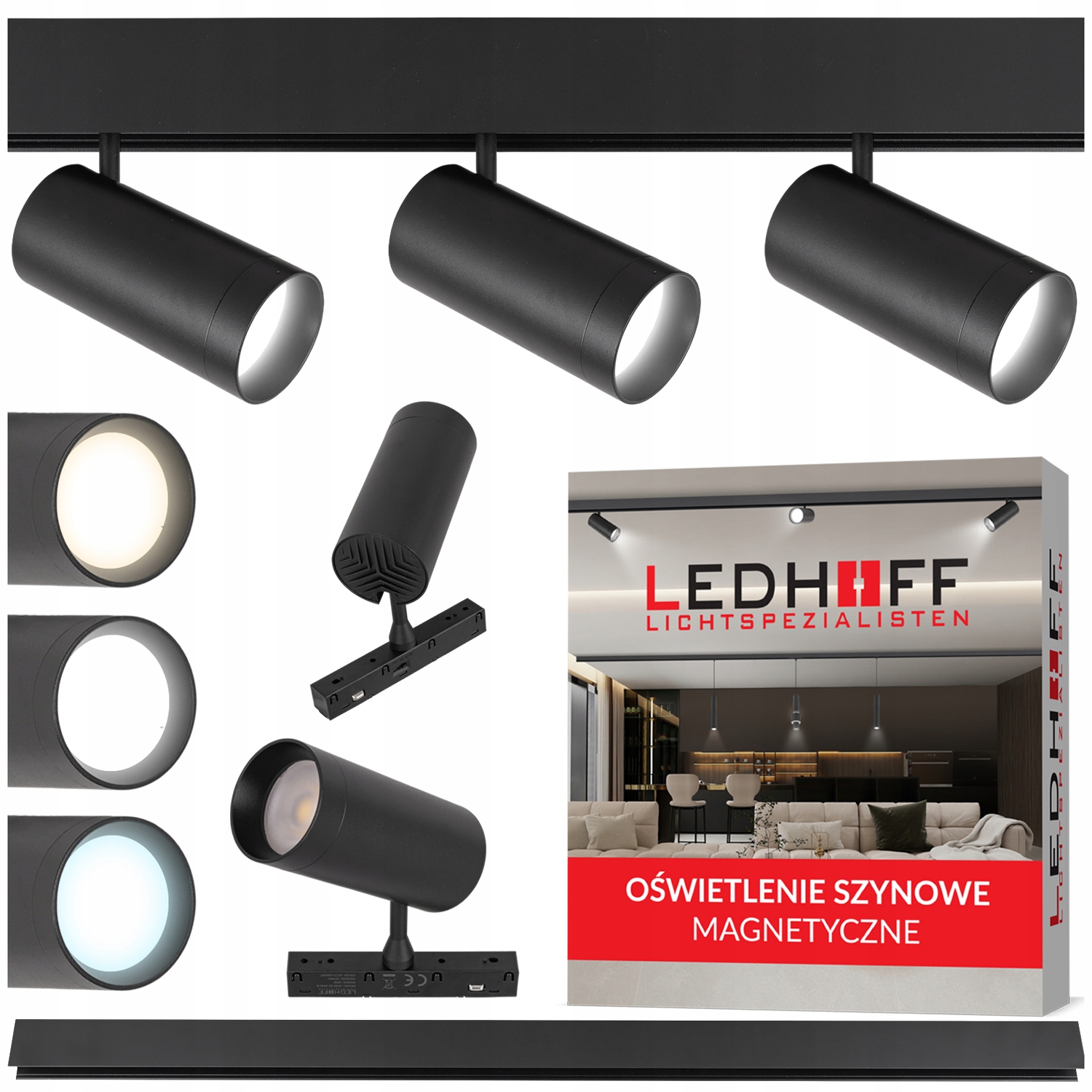 Magnetická lišta 3x Led Bodová lampa na lištu 20W M20 3 Barvy Světla