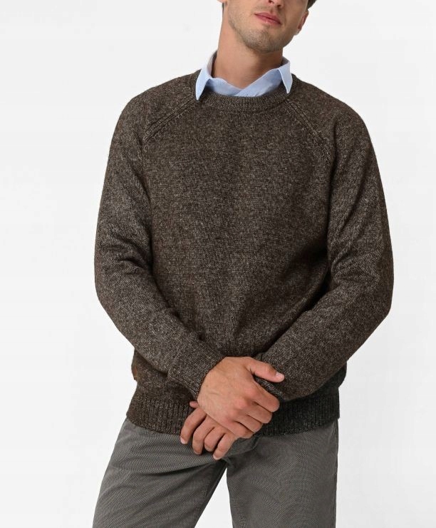 Pánský teplý Svetr S Vlnou Regular Fit Hnědý Volcano S-climb 3XL