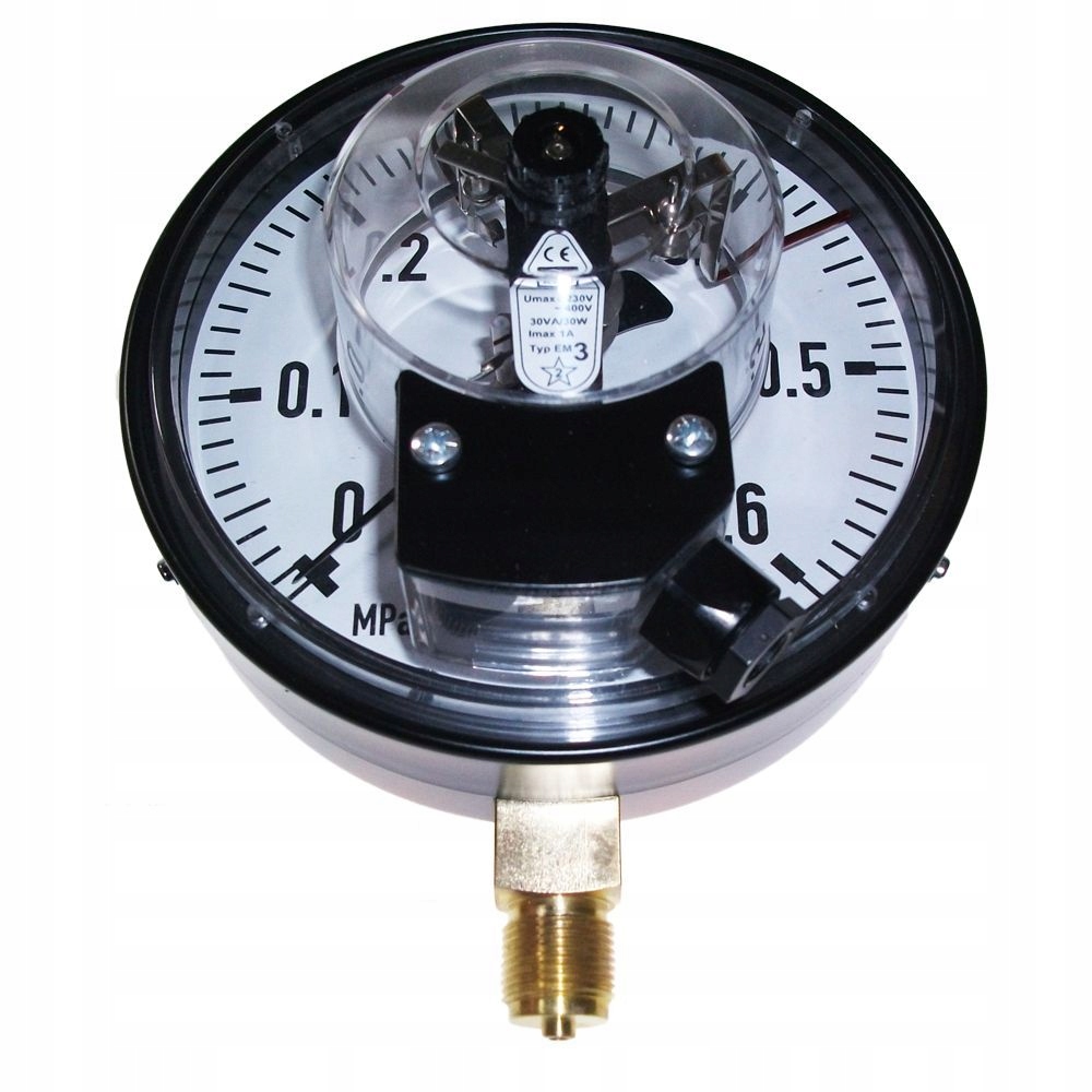 0-0,6MPa (6BAR) Manometr kontaktowy Kfm styki EM3 (nc/no) 160mm M20x1,5