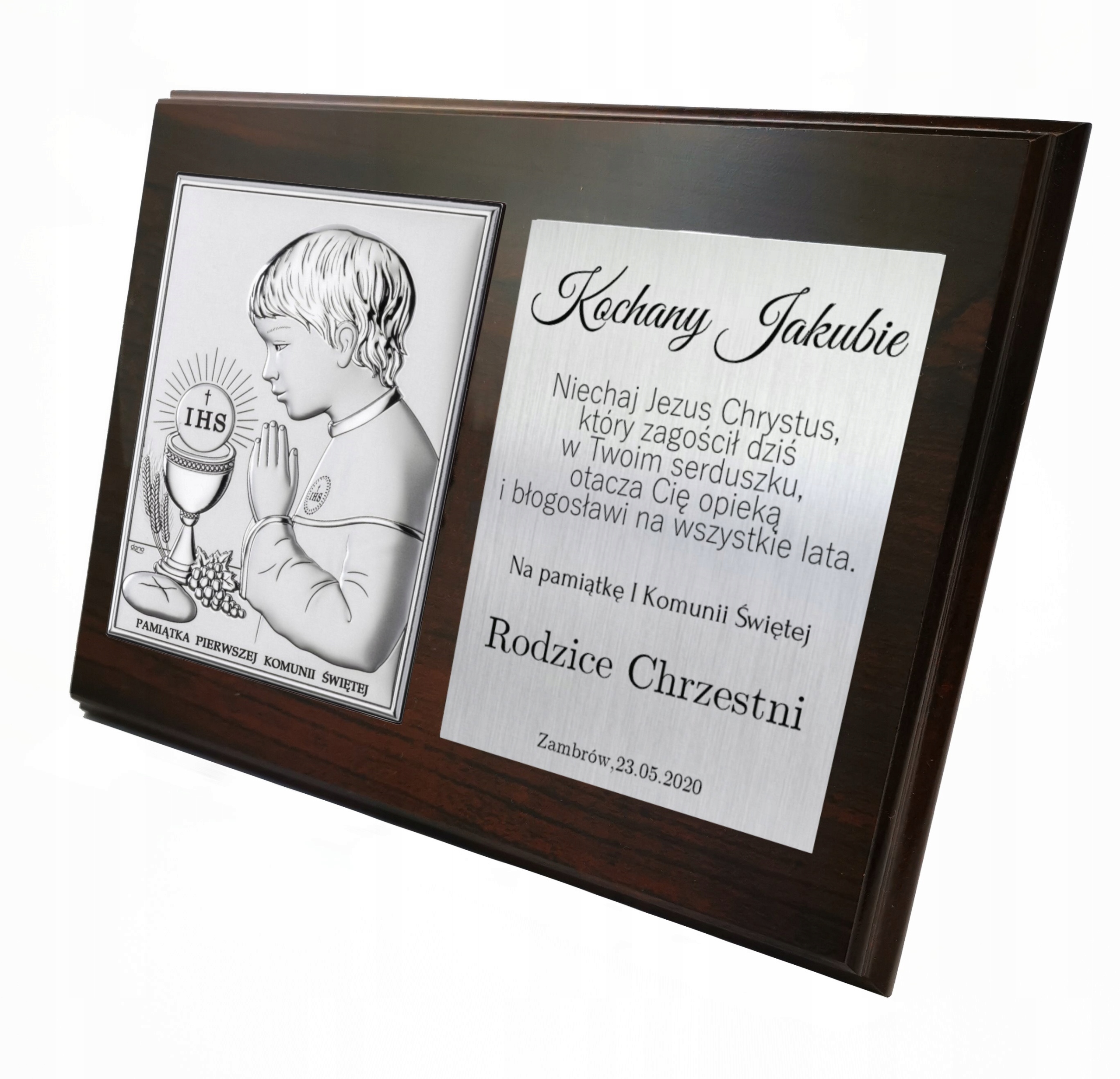 OBRAZEK SREBRNY PREZENT PAMIĄTKA KOMUNII ŚWIĘTEJ