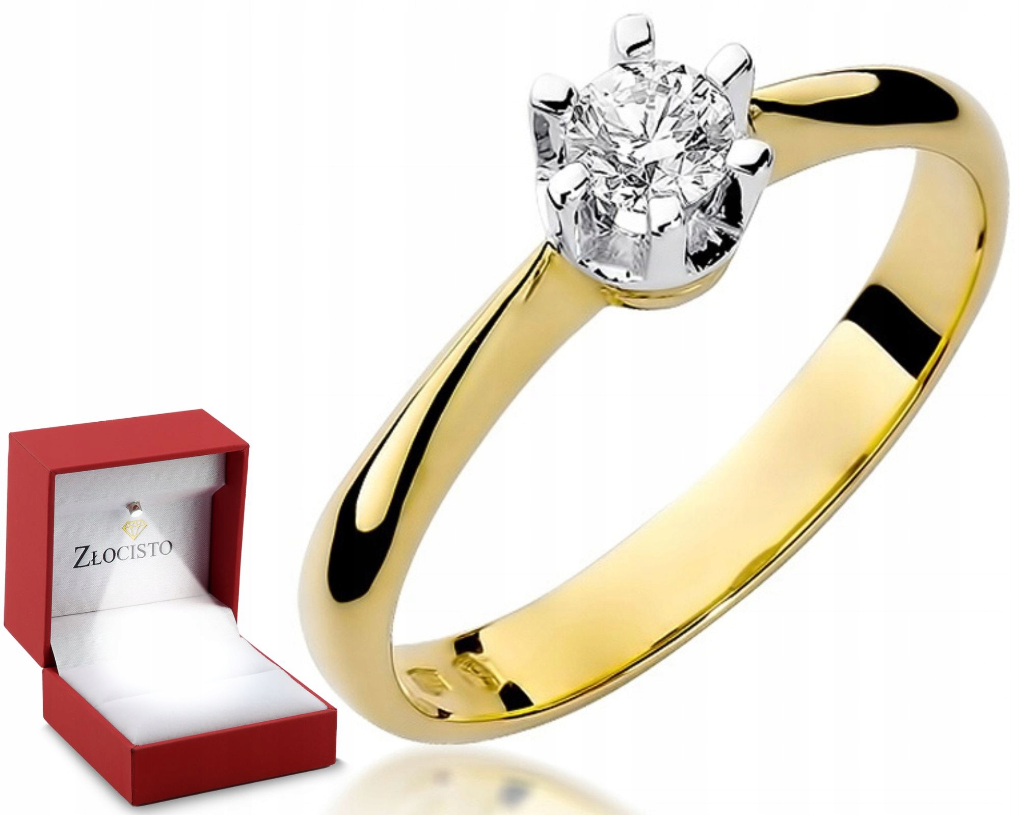 Zlatý prstýnek s briliantem 0,23 Ct 0,585 Gravírování