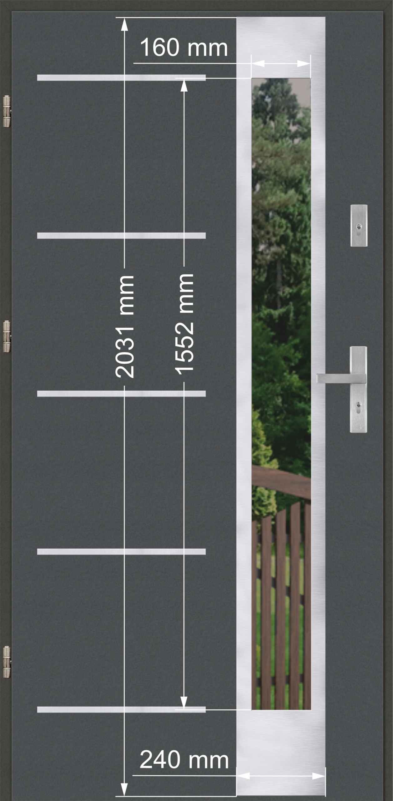 Drzwi wejściowe GEREDA 55mm Płaskie 27 AP INOX Złoty dąb Lewe 90 na zew Szerokość drzwi 90 cm