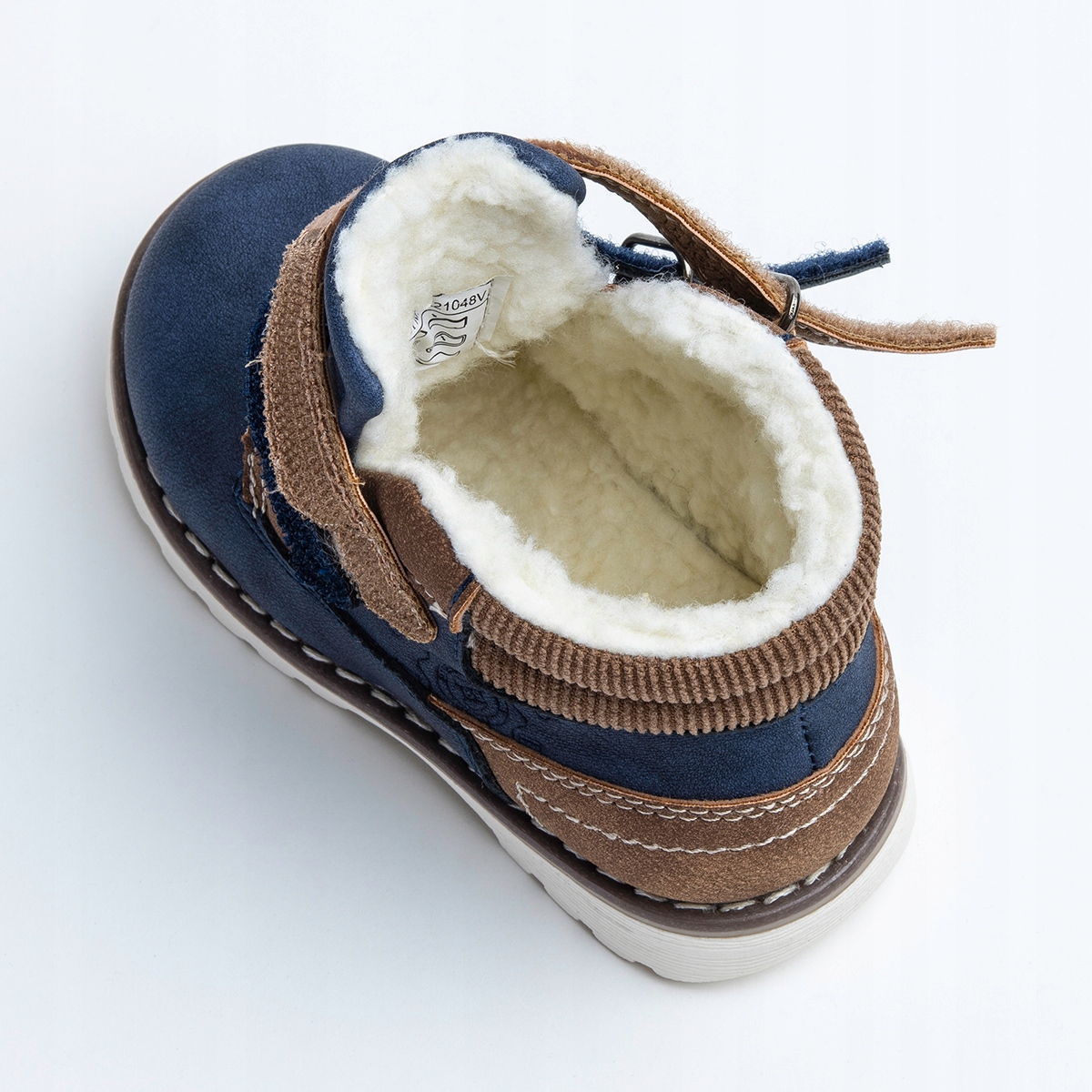 Trzewiki OCIEPLANE chłopięce kożuszek na RZEPY lekkie WYGODNE Wojtyłko Długość wkładki wew. 15.8 cm