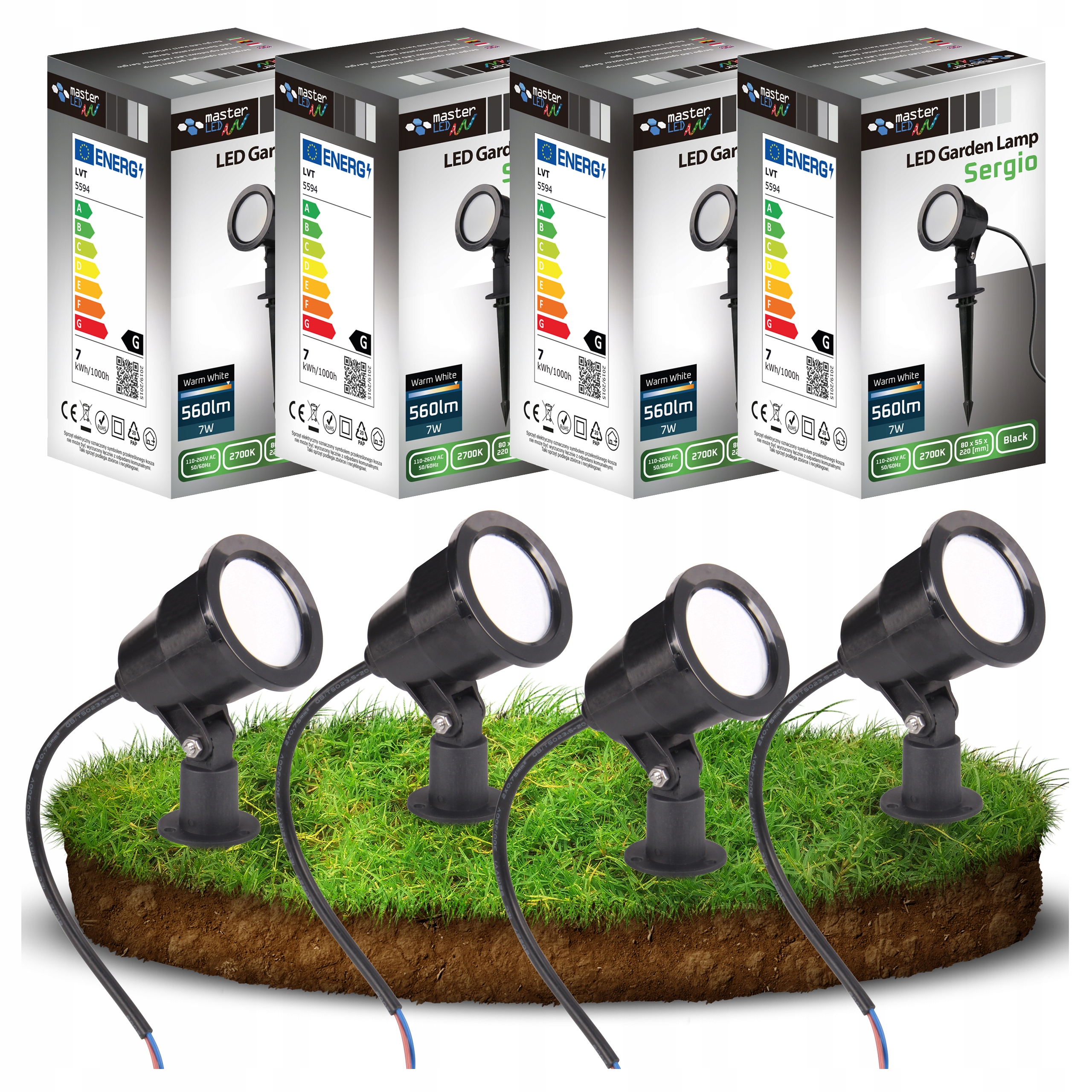 4x Lampa Ogrodowa LED WBIJANA Do Ogrodu Reflektor 4500K IP65 SZPIKULEC