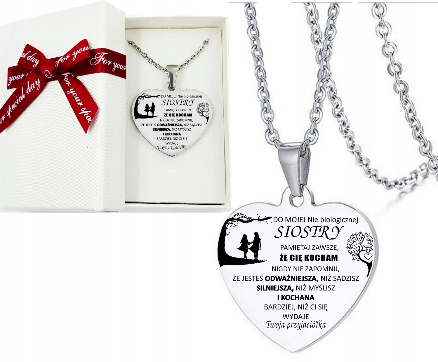 ZAWIESZKA DAMSKA SERCE Z GRAWEREM DLA PRZYJACIÓŁKI