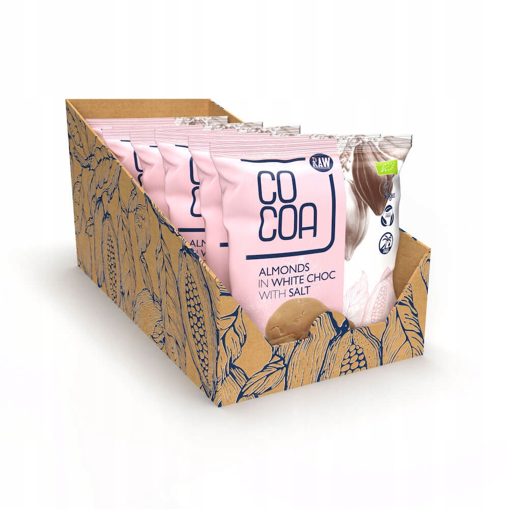Migdały w białej czekoladzie z solą bez białego cukru Bio Cocoa 7x70g