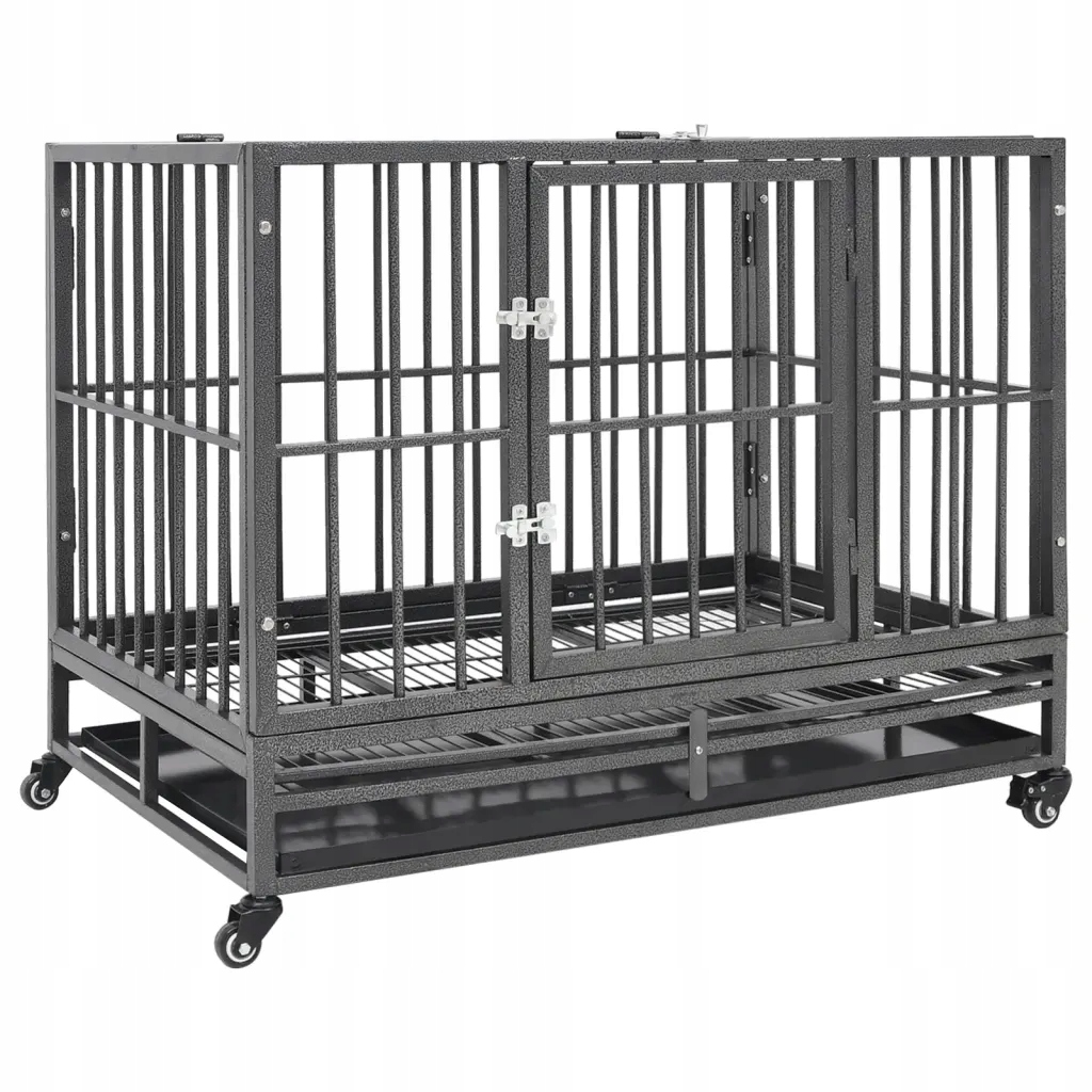 Levně Mobilní klec pro psa 92x62x76 cm, černo-stříbrná