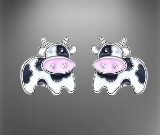 Kolczyki Krowa Krówka Srebrne Sztyfty Śliczne Krówki Marka Inna marka