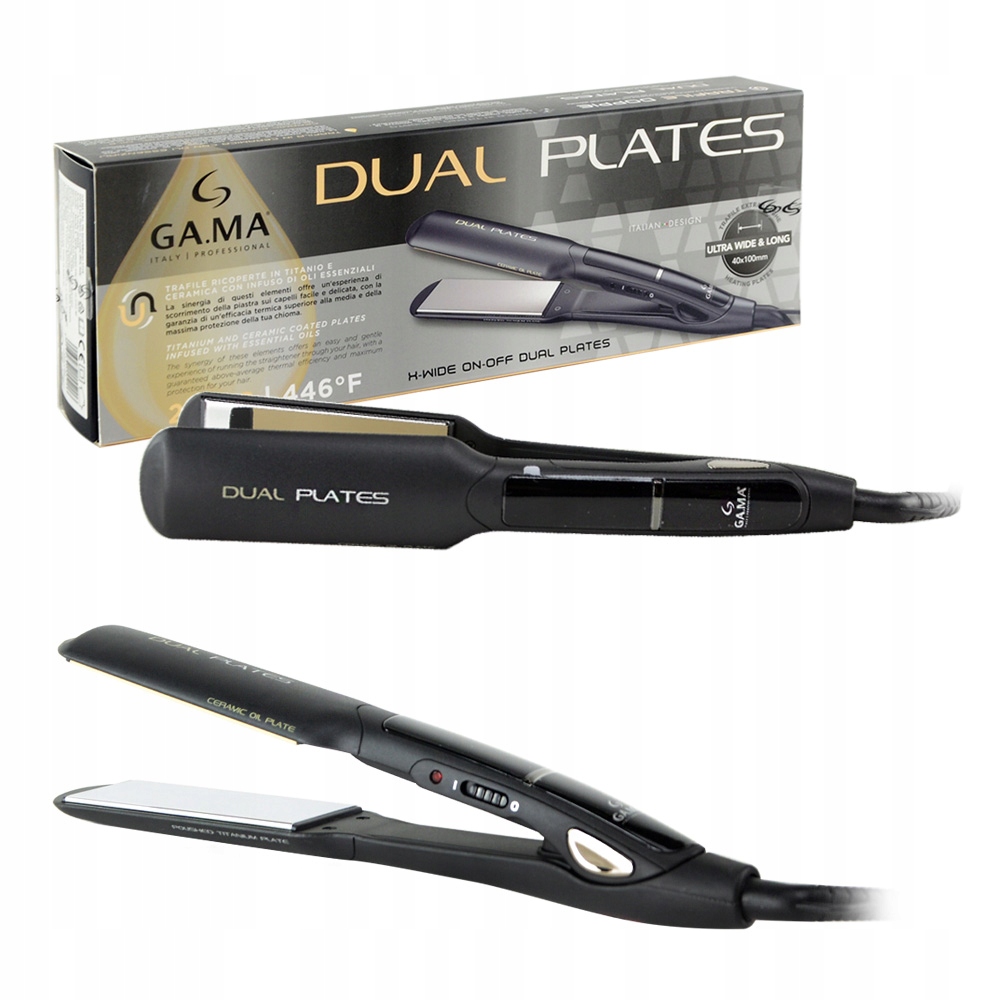 Prostownica Ga.ma GI3034 X-wide Titanium Szerokie Płytki Dual Plates