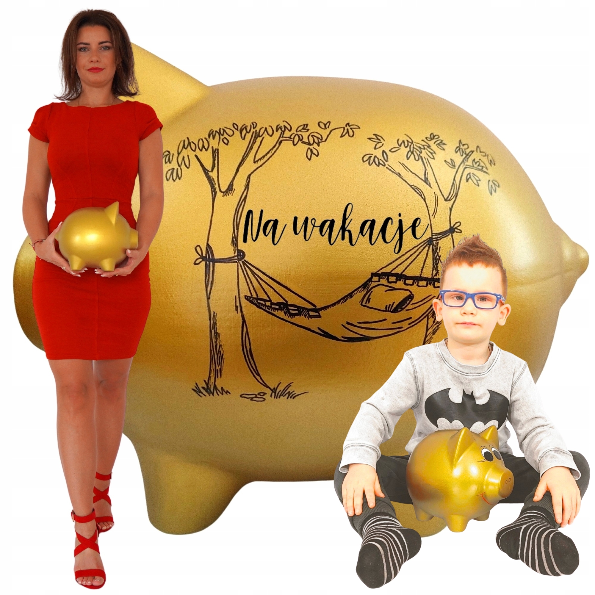 Zlatá pokladnička s jménem dítěte, personalizace Text velká Grafika