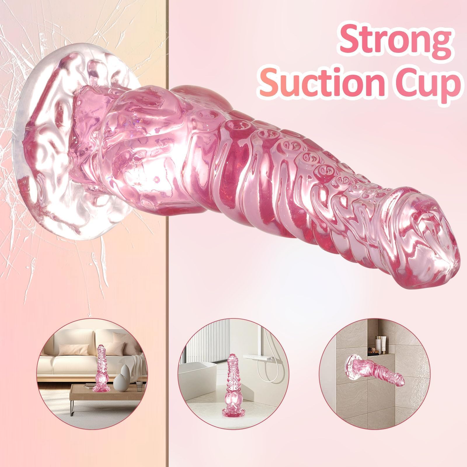 MONSTER Dildo Różowy 24cm Duży Z Przyssawką Fantasy Dla Kobiet i Mężczyzn — miniatura 5