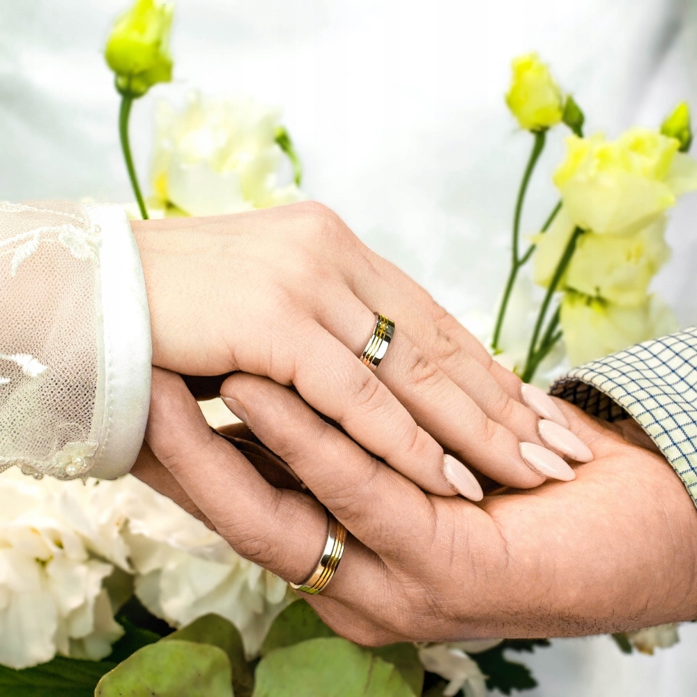 DWUKOLOROWE OBRĄCZKI 5mm BIAŁE ZŁOTO 585 GRAWER Marka Deem