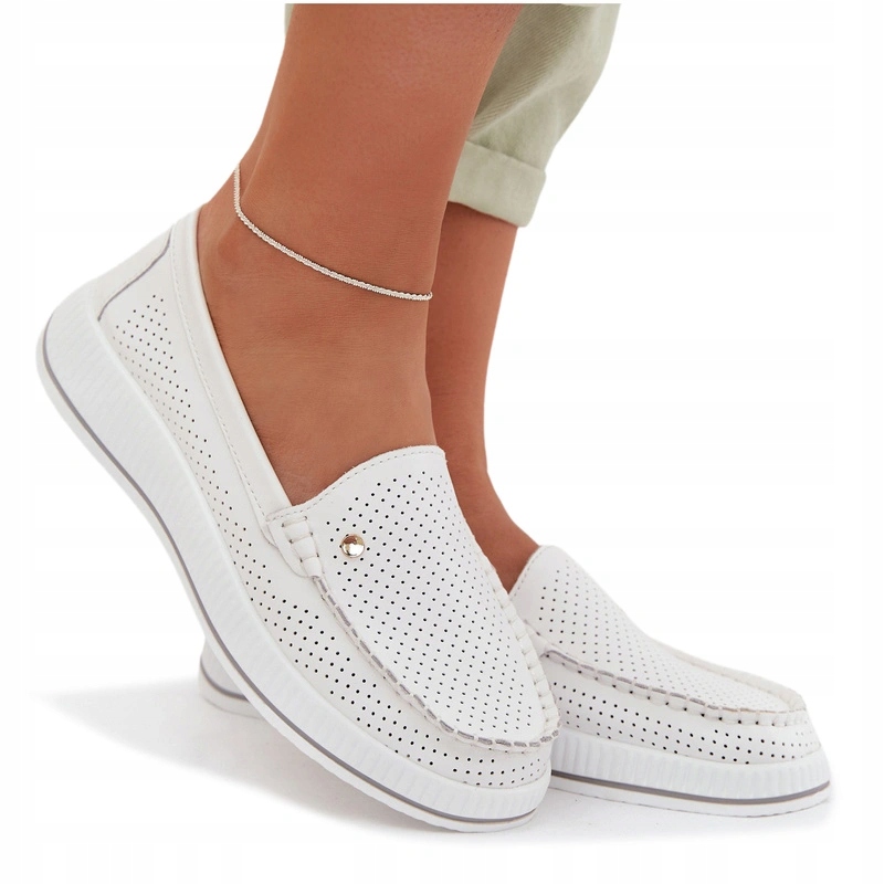 Dámské Polobotky Nazouvací Kůže Lehké Pohodlné S.barski GR61-5980 Bílé 38