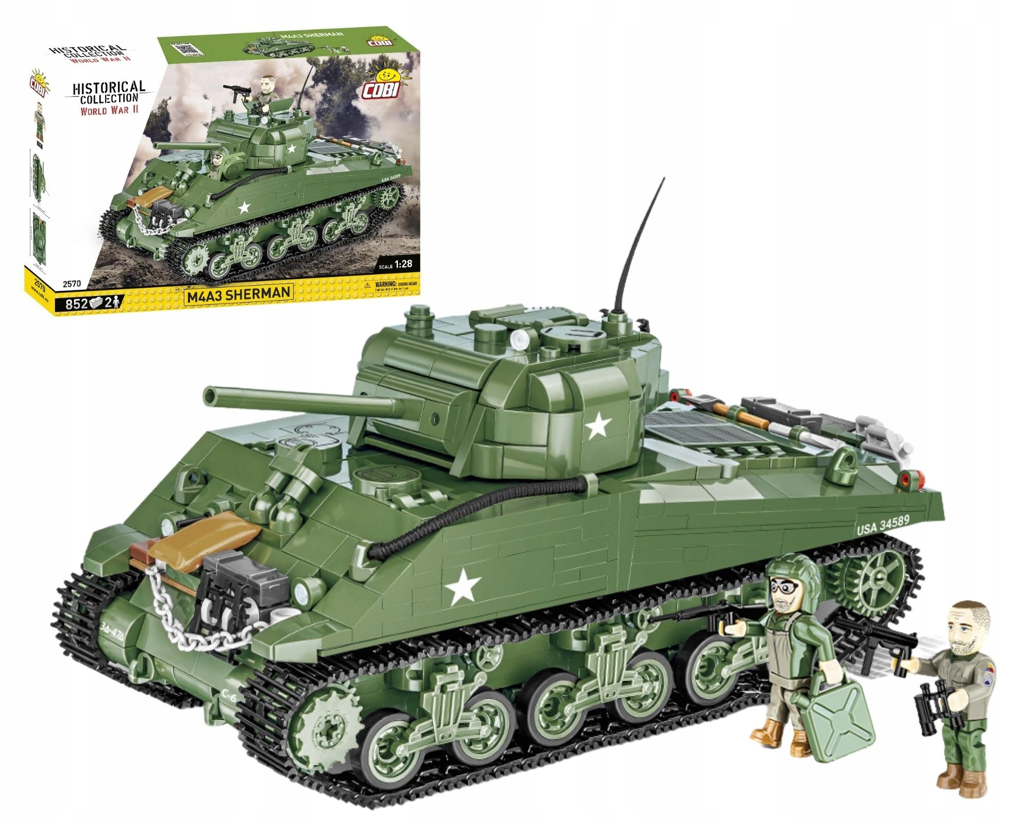 

Klocki Cobi 2570 Czołg Wojskowy M4A3 Sherman 852 E