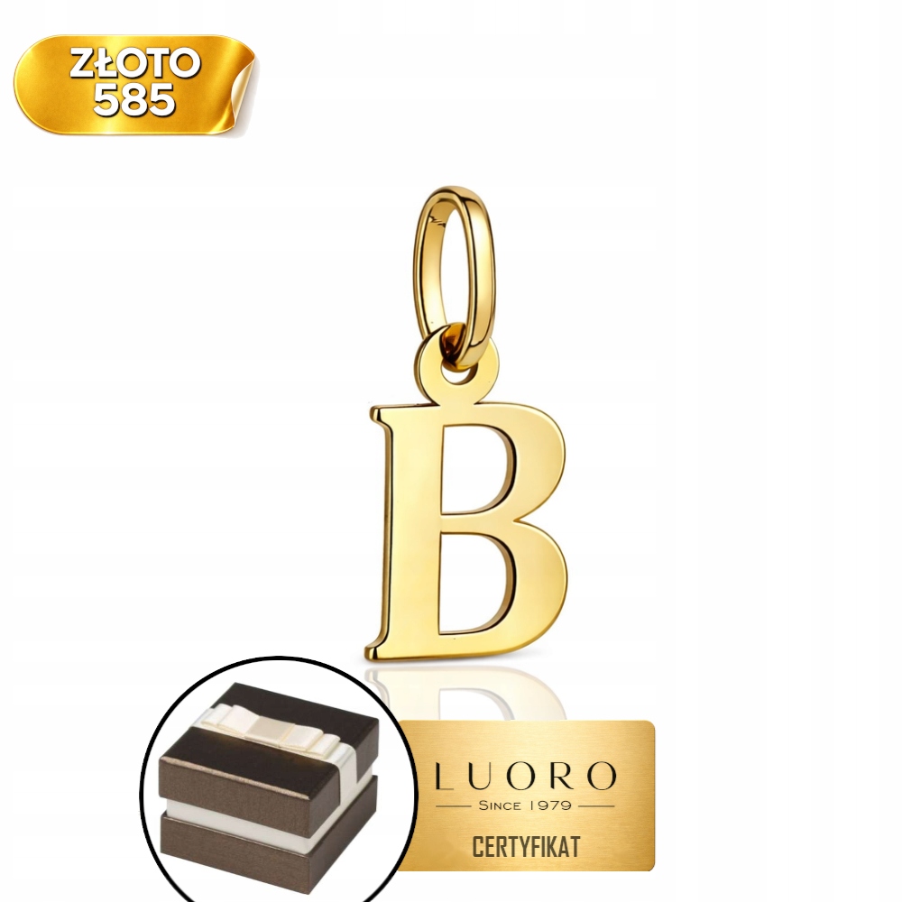 Přívěsek Zlatý 585 14K Písmenko B Žluté Zlato 17 MM Jemný