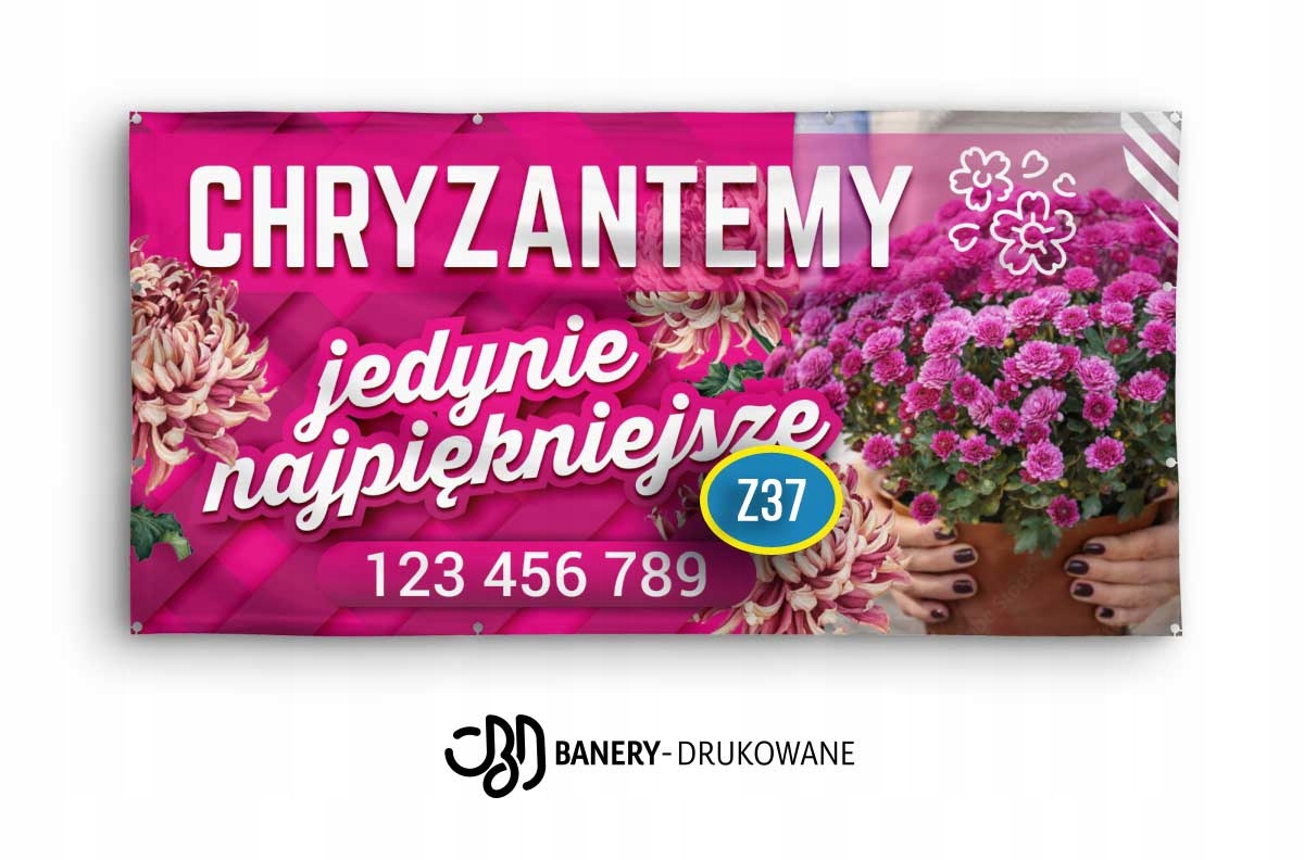 Baner Reklamowy 2mx1m Chryzantemy - REKLAMA Z37