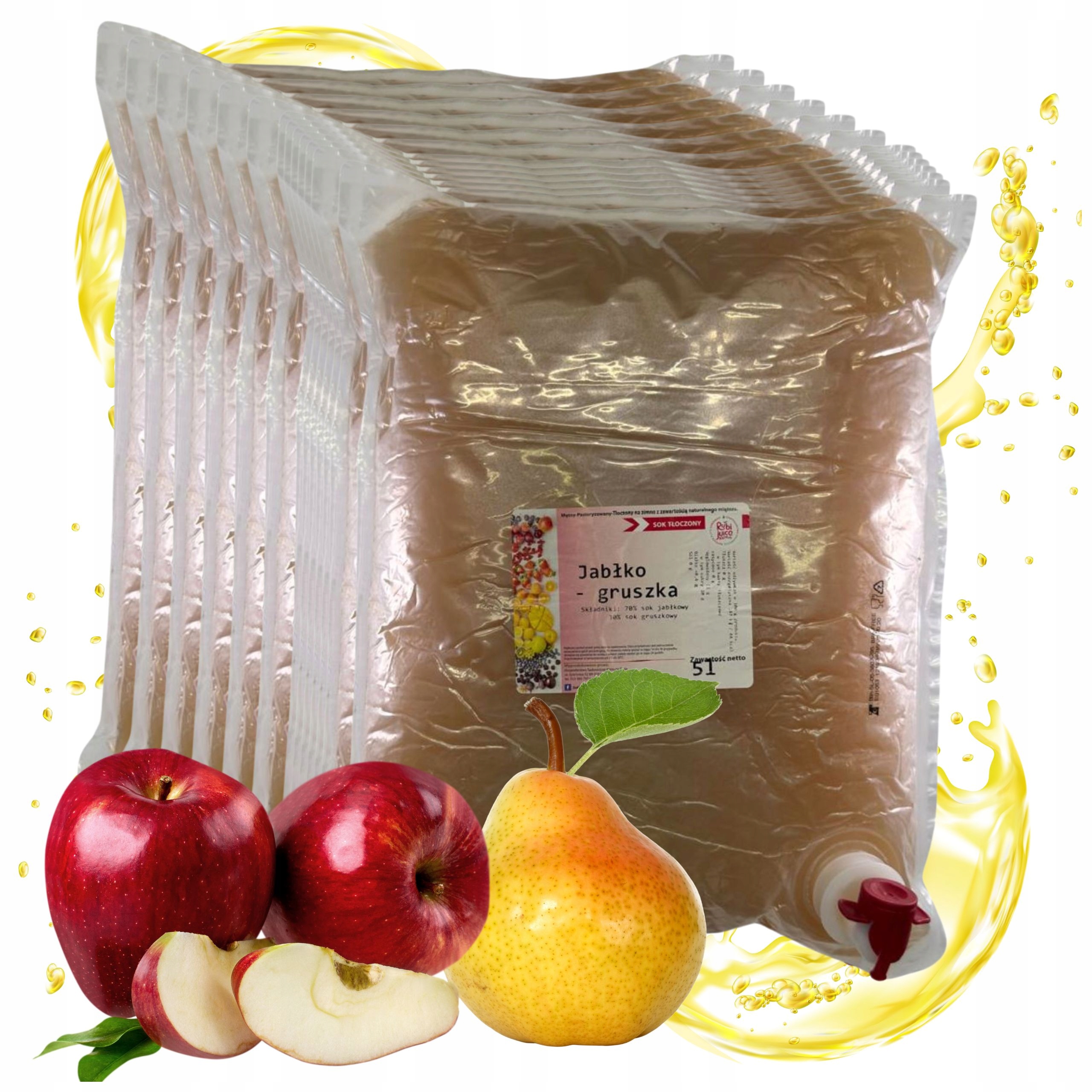 Sok Jabłko gruszka 12x5l 100% Nfc tłoczony naturalny bez dodatku cukru