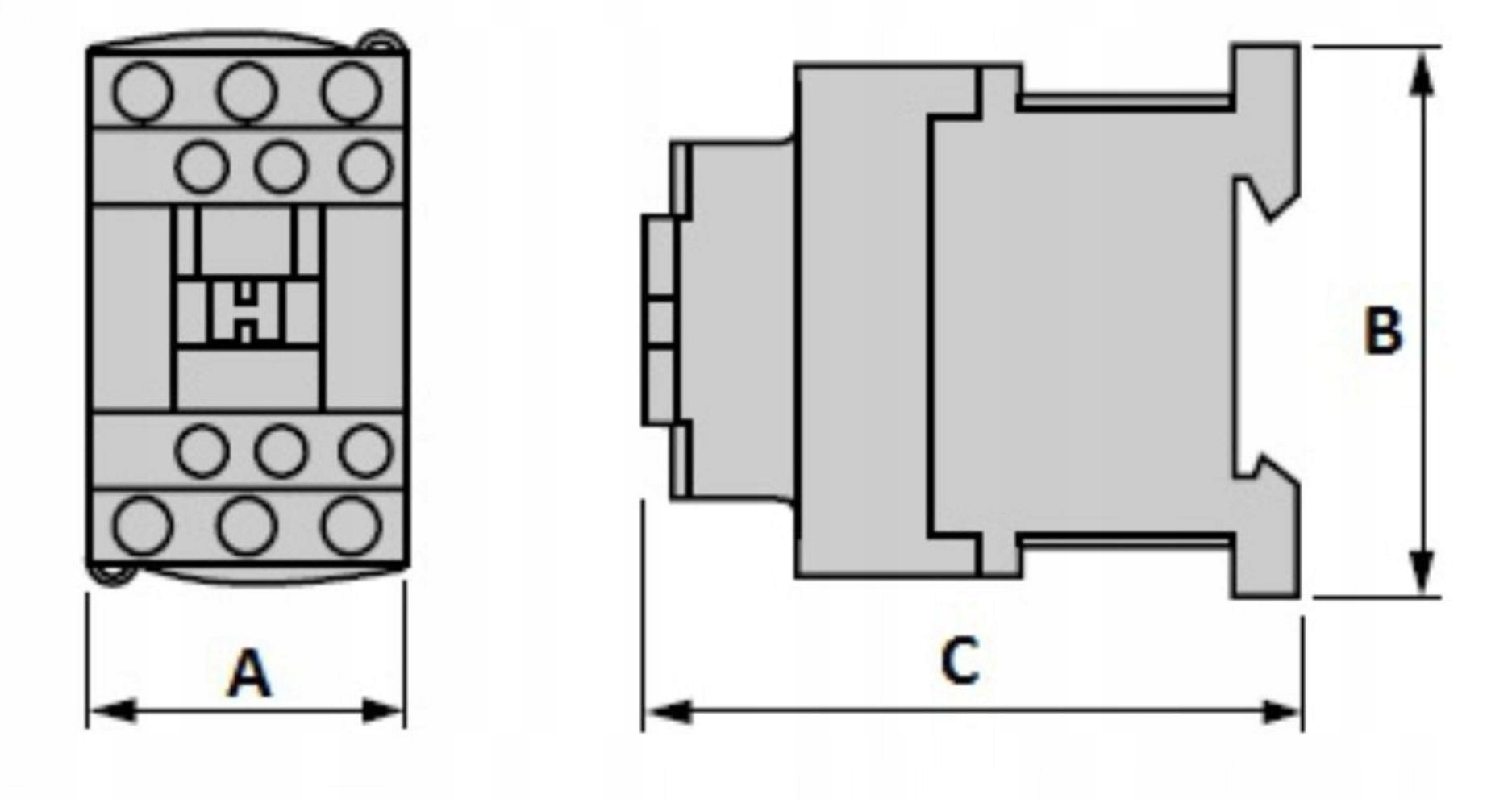 STYCZNIK LC1 D95F7 45kW 95A cewka 110V AC Długość 186 mm