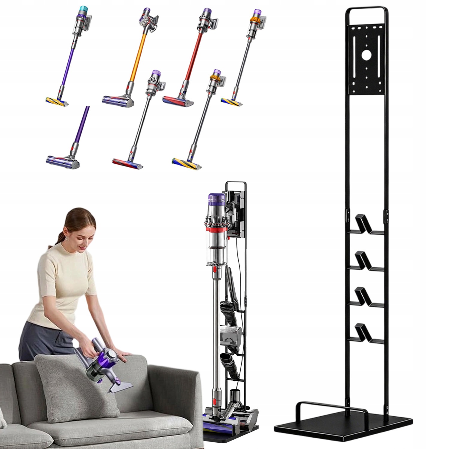 Stabilní Stojan Pro Vysavač Dyson V15 V12 GEN5 V11 V10 V8 V7, Černý