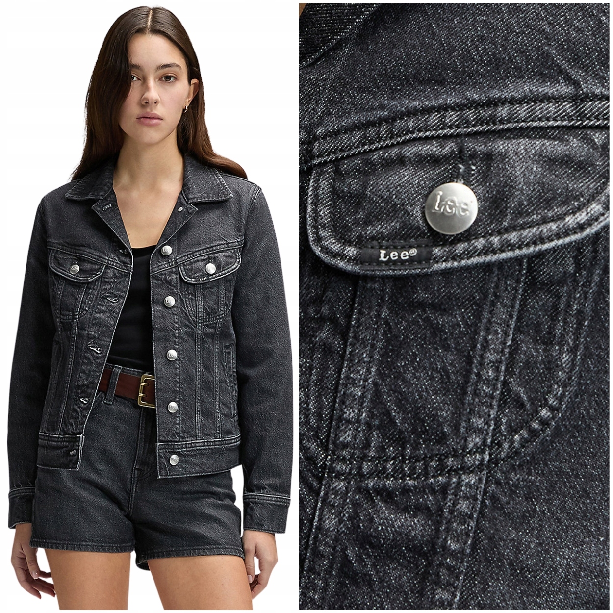 Lee Rider Jacket Screen přiléhavá šedá dámská katana džínová bunda L